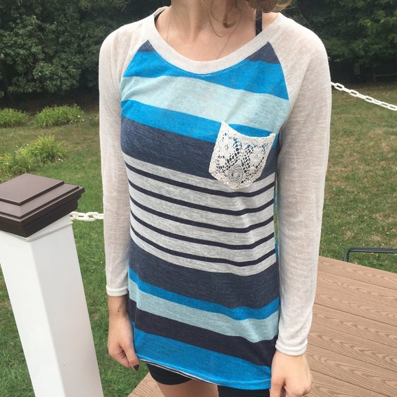 Arden Furtado Blue and White Striped Shirt - Picture 2 of 4